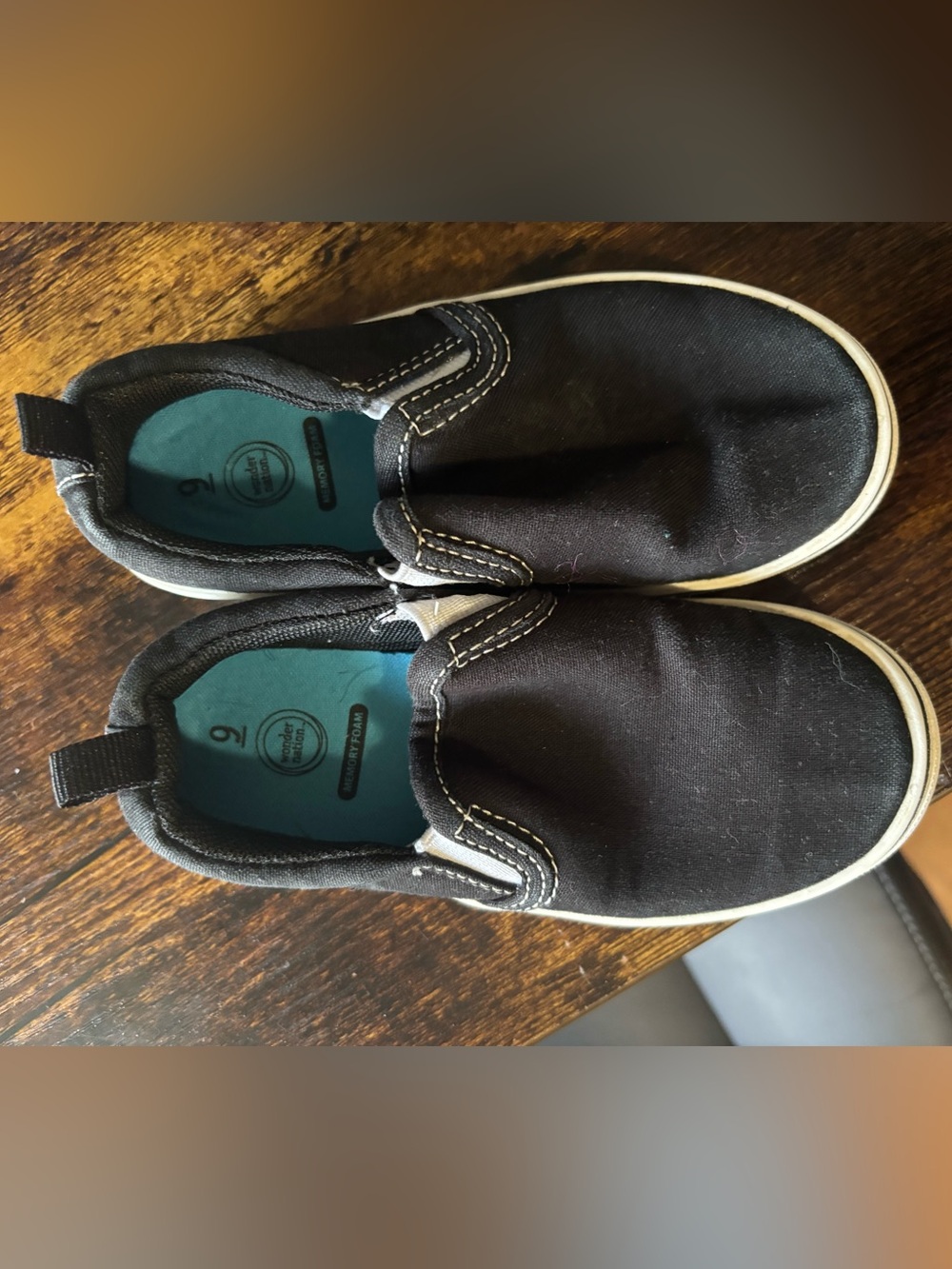 wonder nation Black Low-Top Canvas Sneakers with White Trim